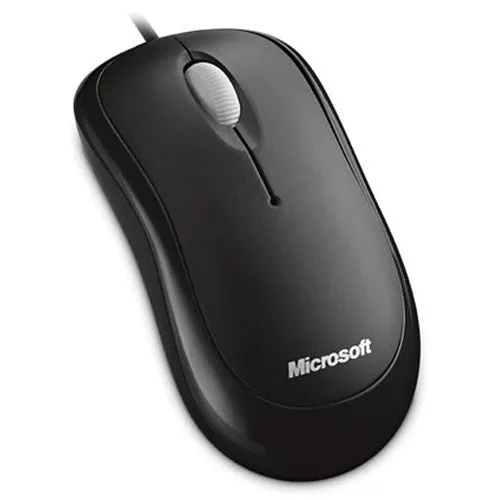 Microsoft Basic Optical Wired Mouse, USB, 3 Buttons, Black - P58-00061