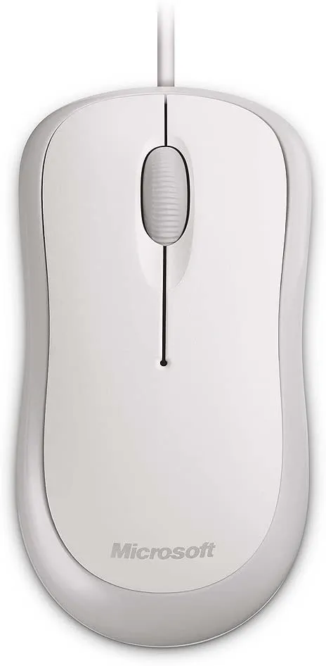 Microsoft Basic Optical Wired Mouse, USB, 3 Buttons, White - P58-00062