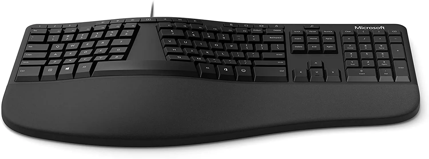 Microsoft Ergonomic Keyboard and Mouse Desktop Set, Wired, USB 2.0, Black - RJU-00001