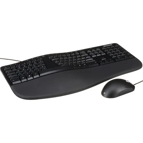 Microsoft Ergonomic Keyboard and Mouse Desktop Set, Wired, USB 2.0, Black - RJU-00001