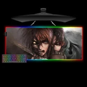 Nysekai "Attack on Titan Eren, Levi Design M-XXL Size RGB Gaming Mouse Pad'' Computer Desk Mat