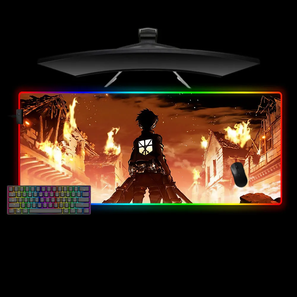 Nysekai "Attack on Titan Fire Design M-XXL Size RGB Gaming Mouse Pad'' Computer Desk Mat