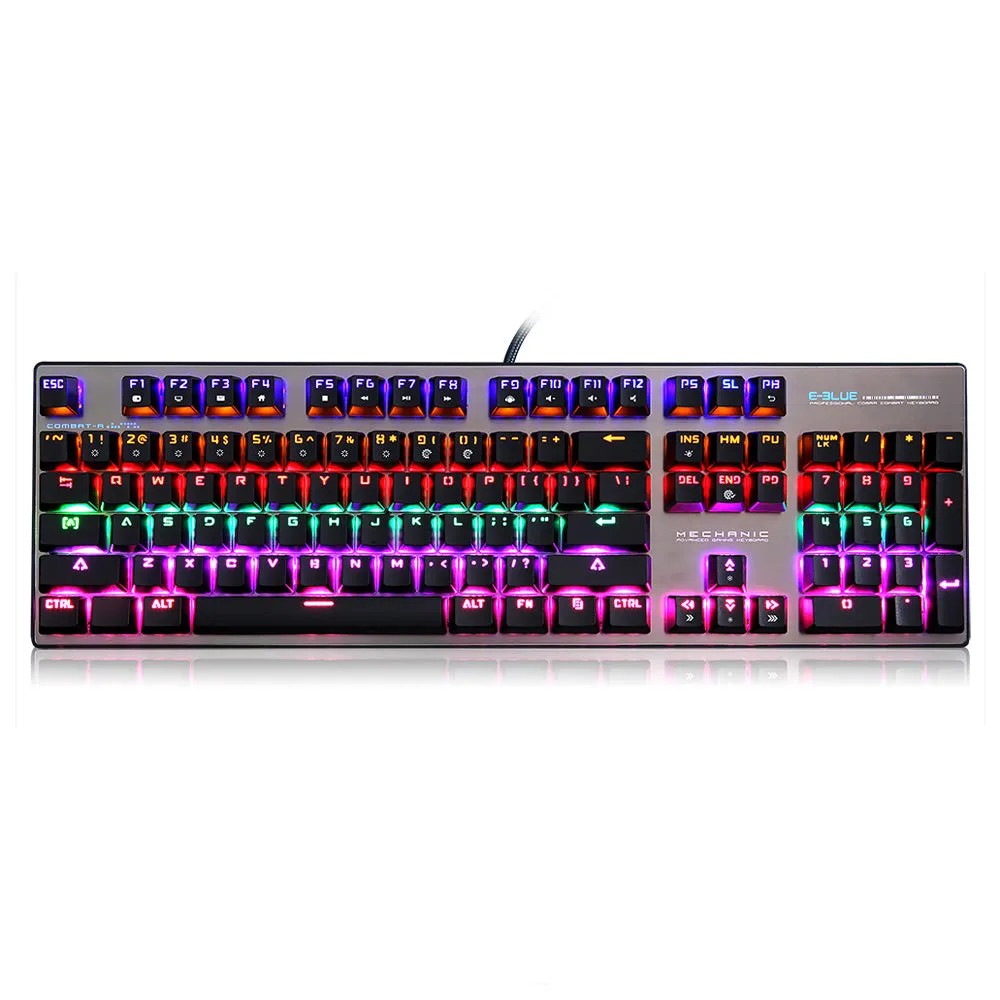 Original New E-3LUE K753 Mechanical Keyboard with Colorful Light Wired Gaming Keyboard For PC Laptop Games 104 Keys Professional