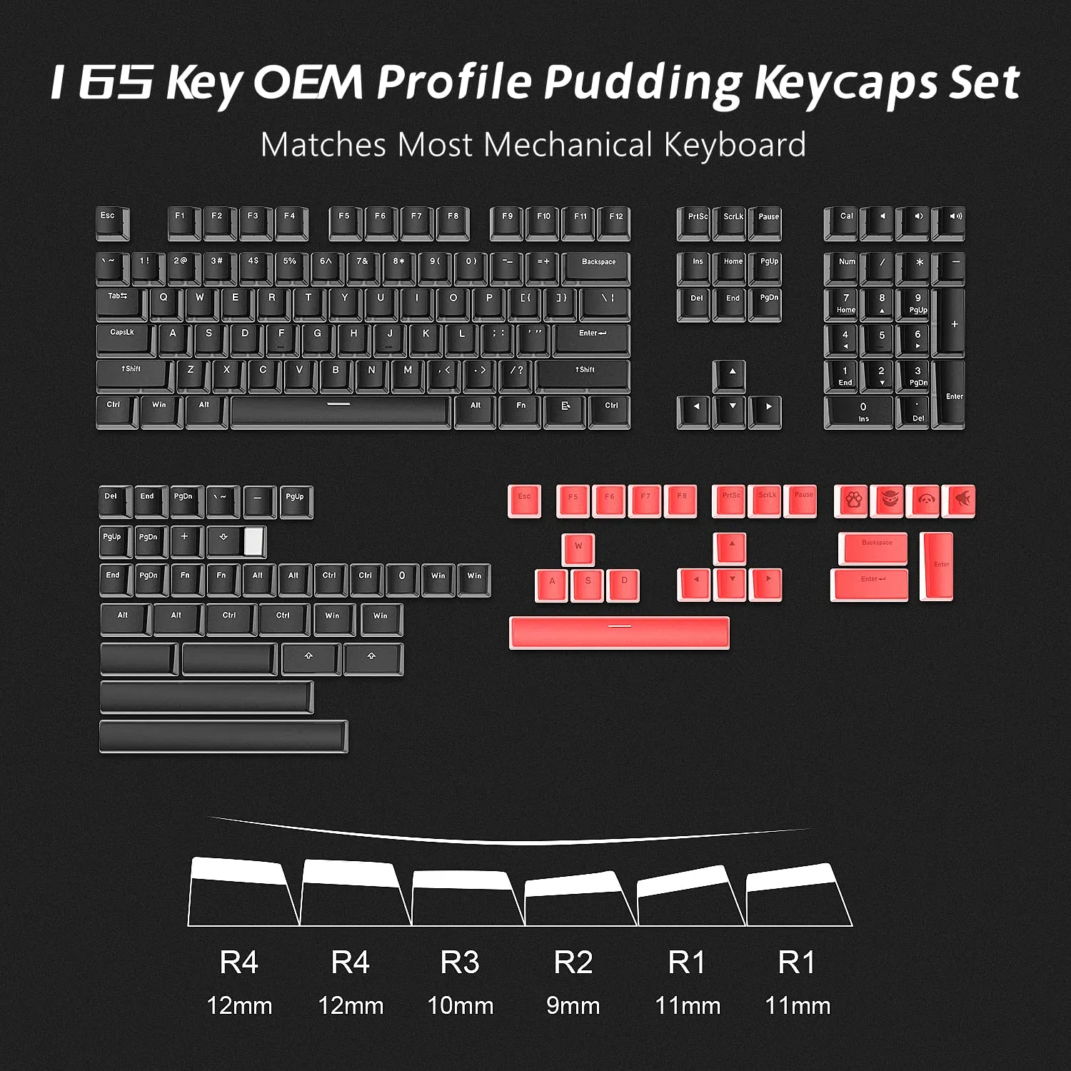 Pudding keycaps set with 165 keys