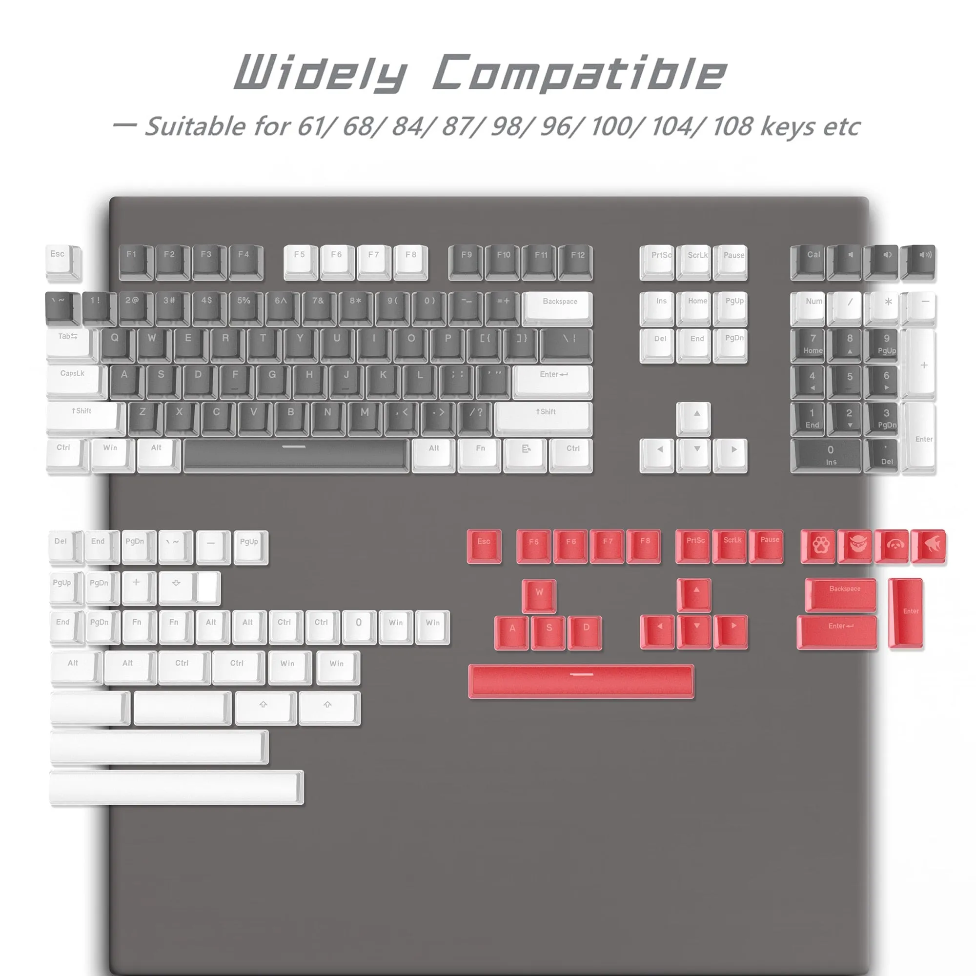 Pudding keycaps set with 165 keys