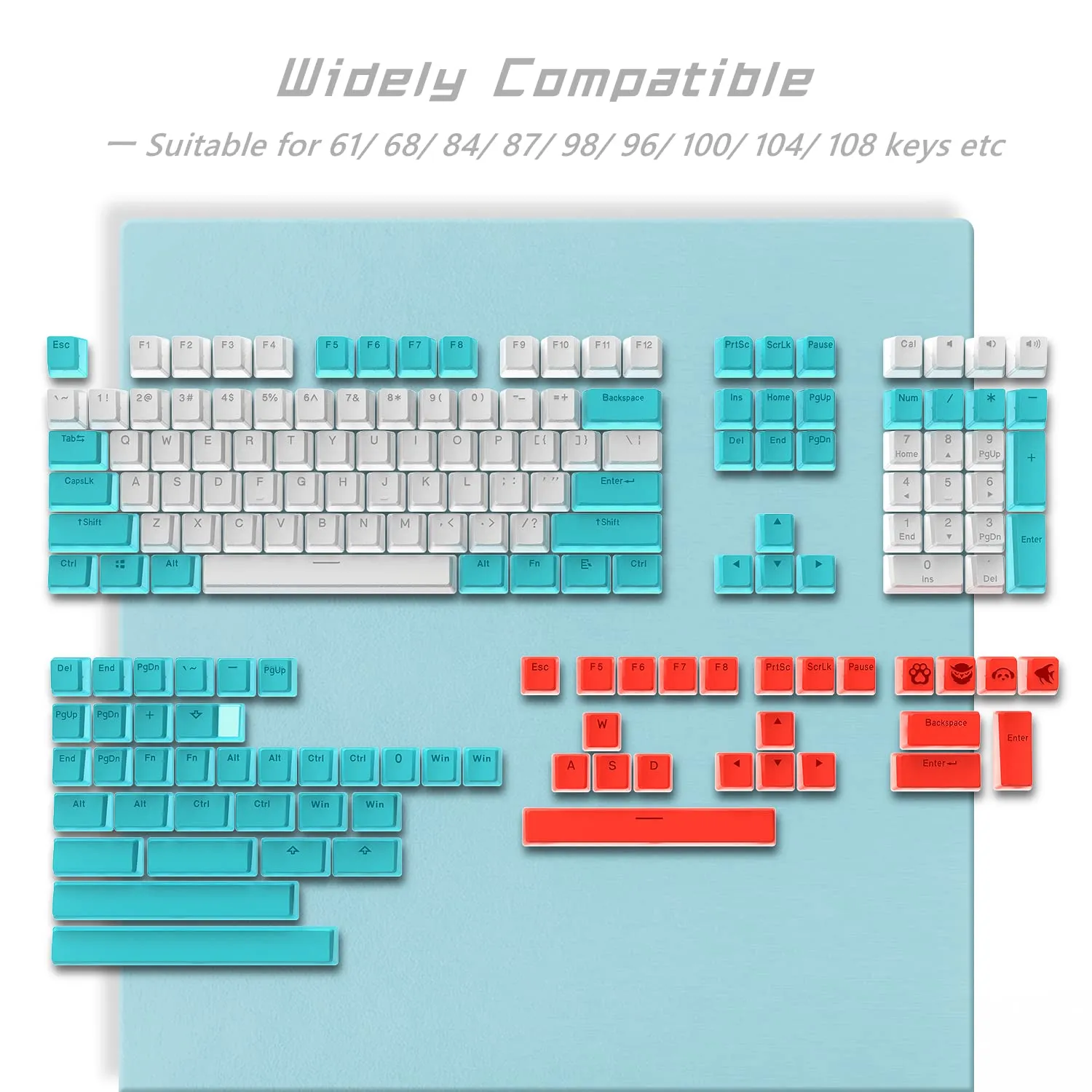 Pudding keycaps set with 165 keys