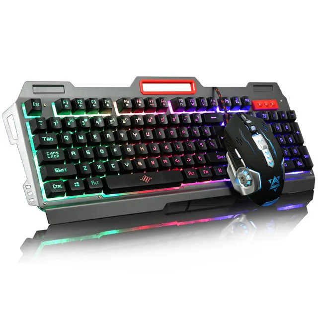 Rainbow Yellow LED Backlight USB Wired Pro Gaming Keyboard Gamer Keyboard 6 Buttons 3200 DPI Pro Gaming Mouse Gamer Mice