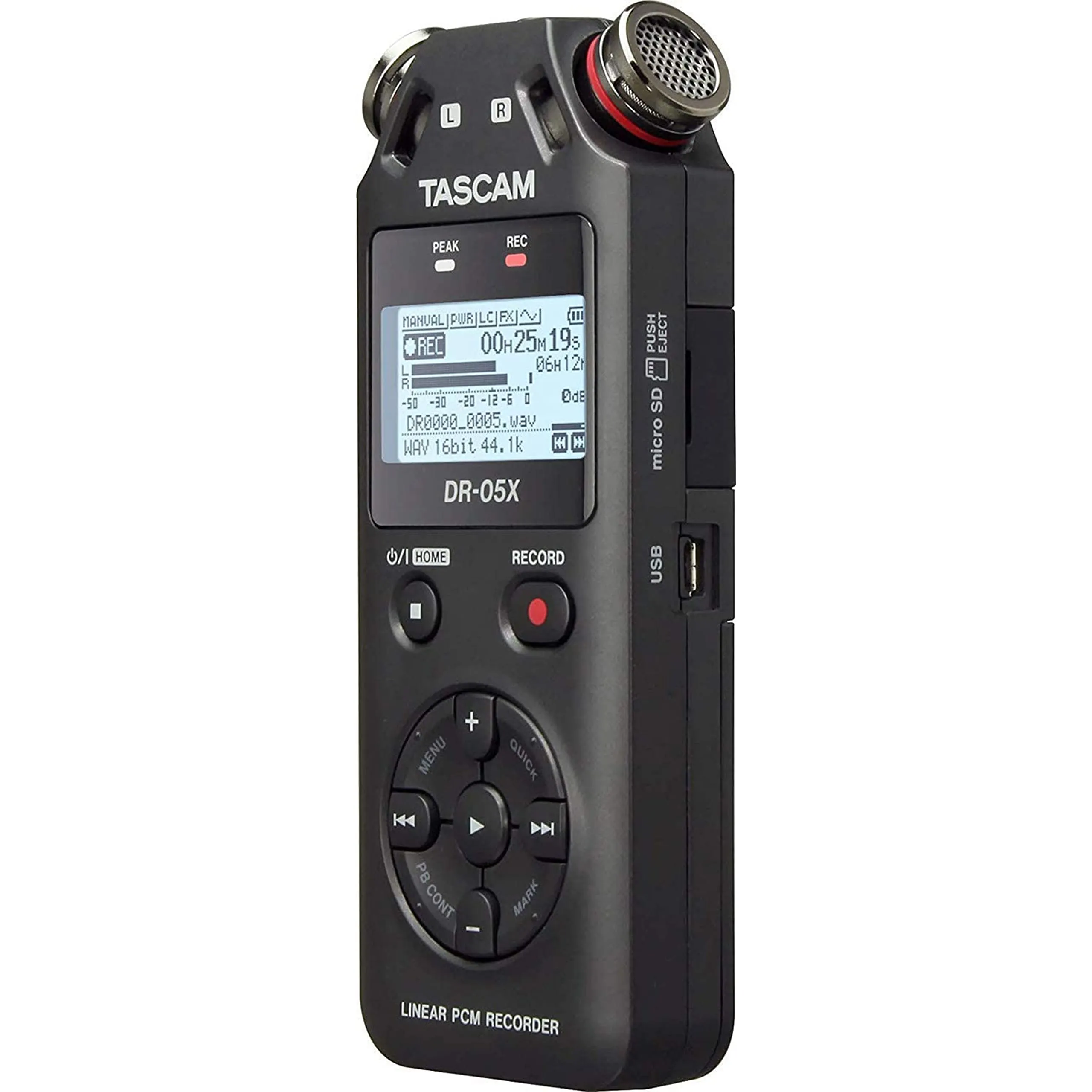 Tascam DR-05X 2-Input / 2-Track Portable Audio Recorder with Onboard Stereo Microphone (Black)