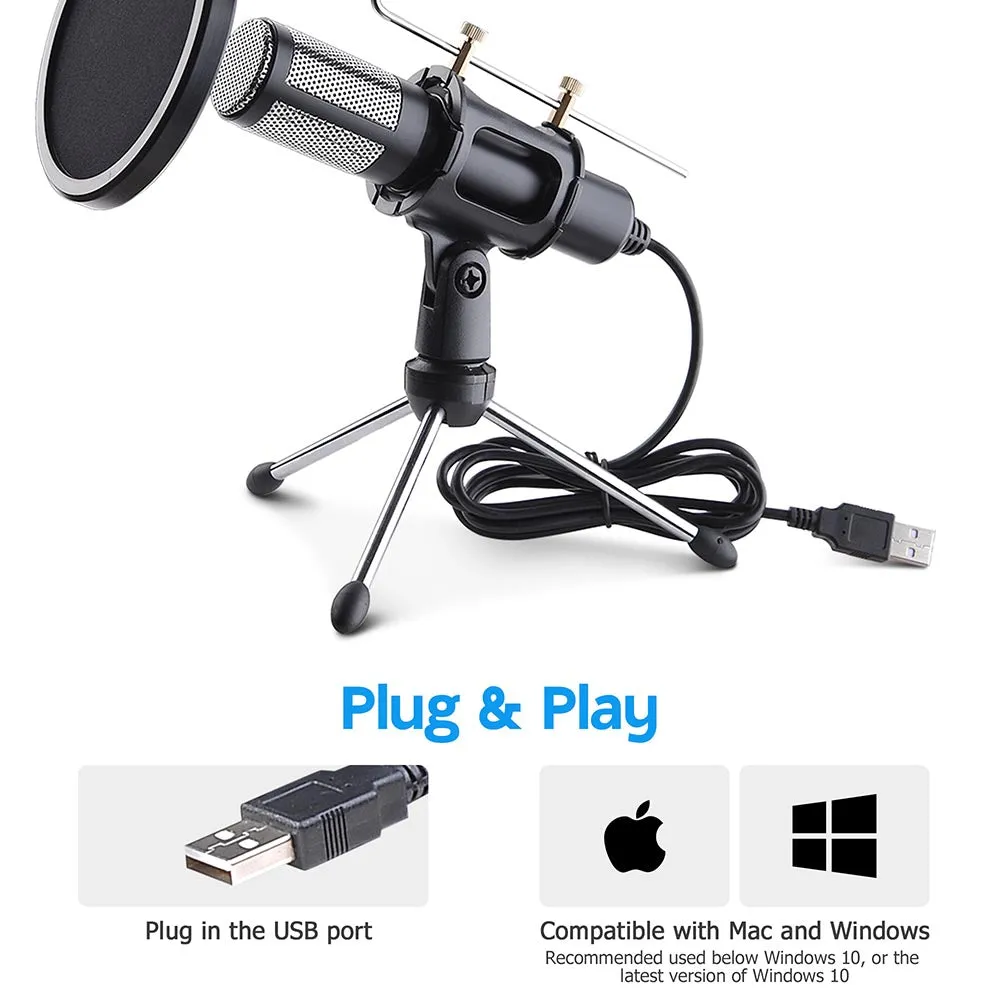 TheLAShop Studio Condenser Microphone Mic USB Set w/ Tripod Stand