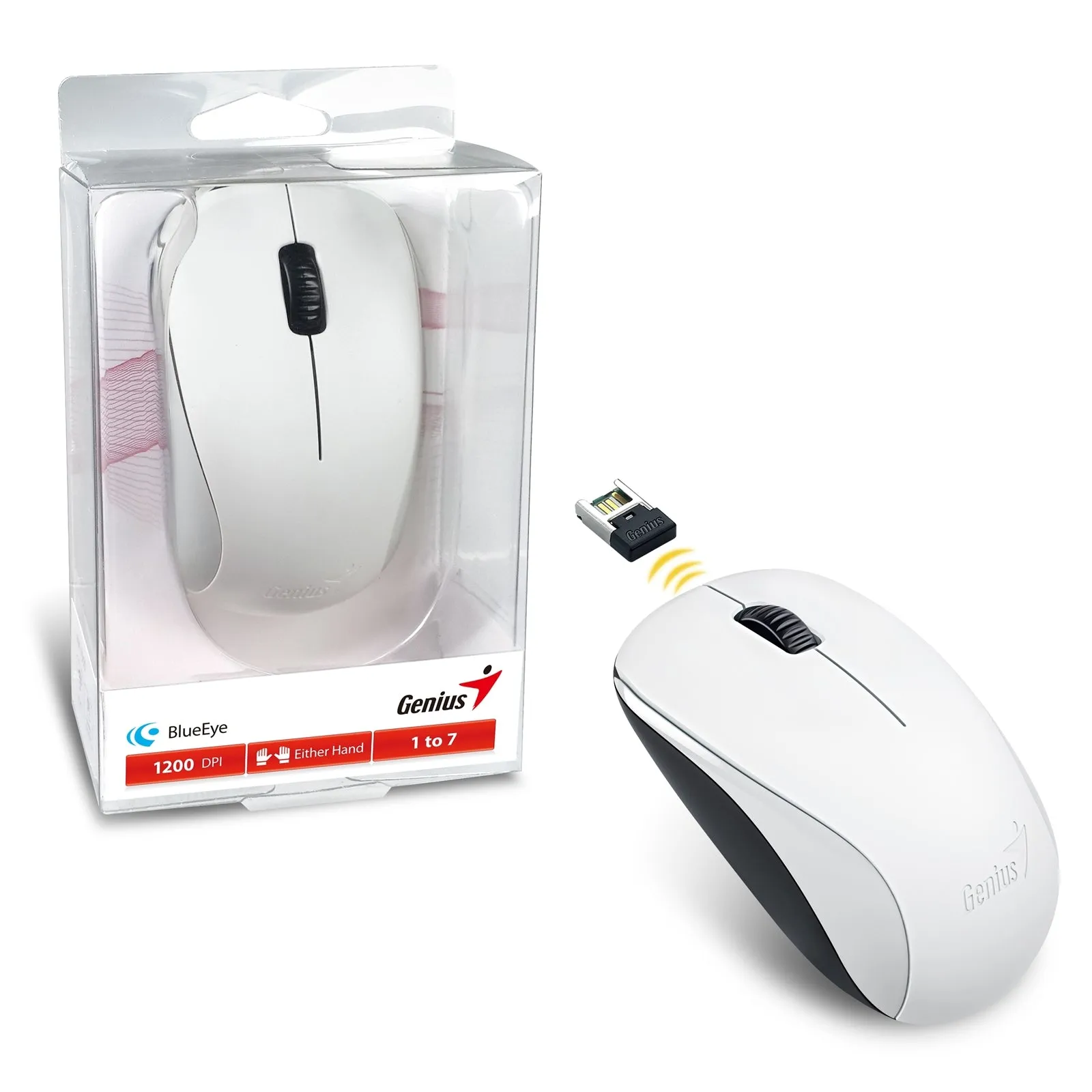 Wireless Mouse, 2.4 GHz with USB Pico Receiver, Adjustable DPI levels up to 1200 DPI, 3 Button with Scroll Wheel, Ambidextrous Design