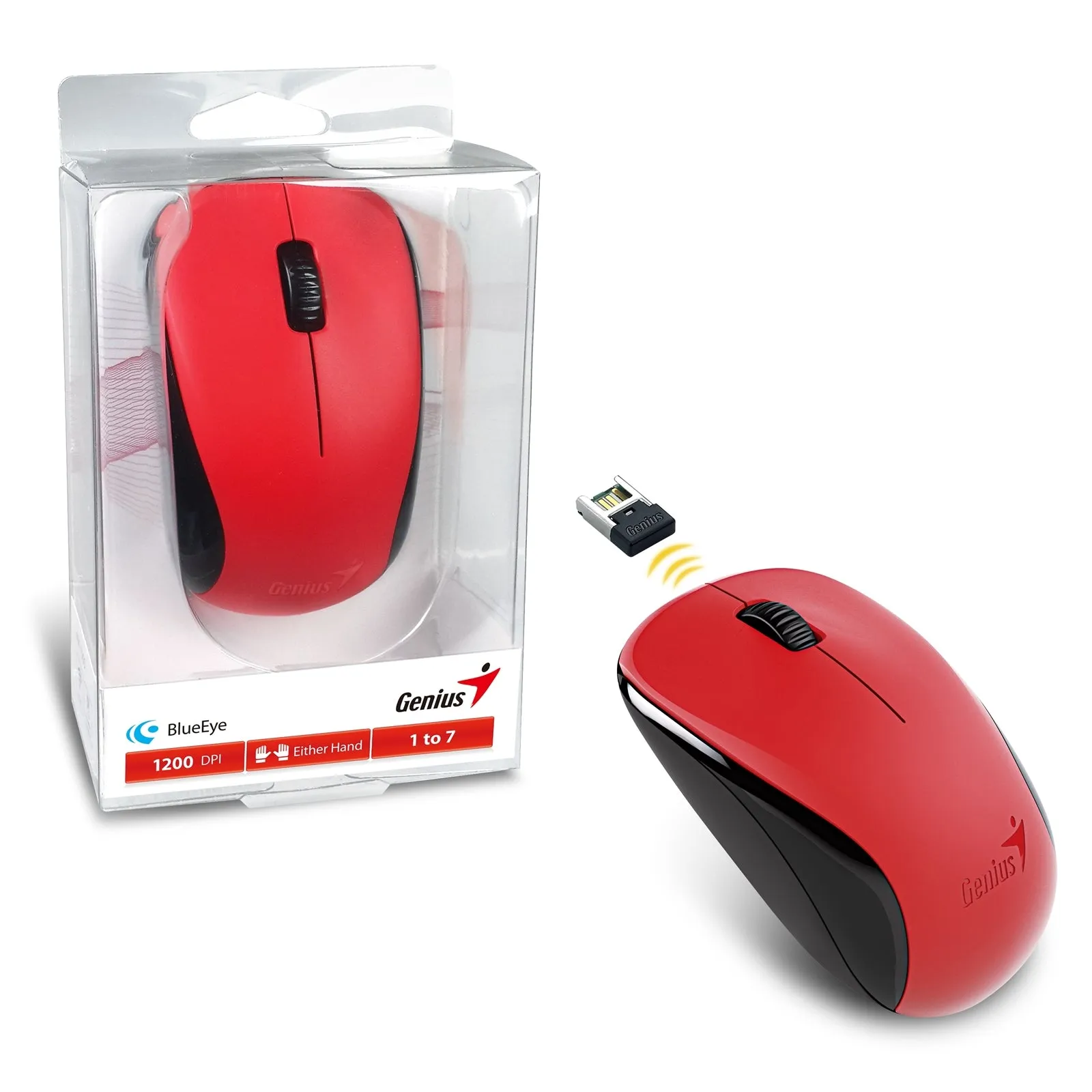 Wireless Mouse, 2.4 GHz with USB Pico Receiver, Adjustable DPI levels up to 1200 DPI, 3 Button with Scroll Wheel, Ambidextrous Design