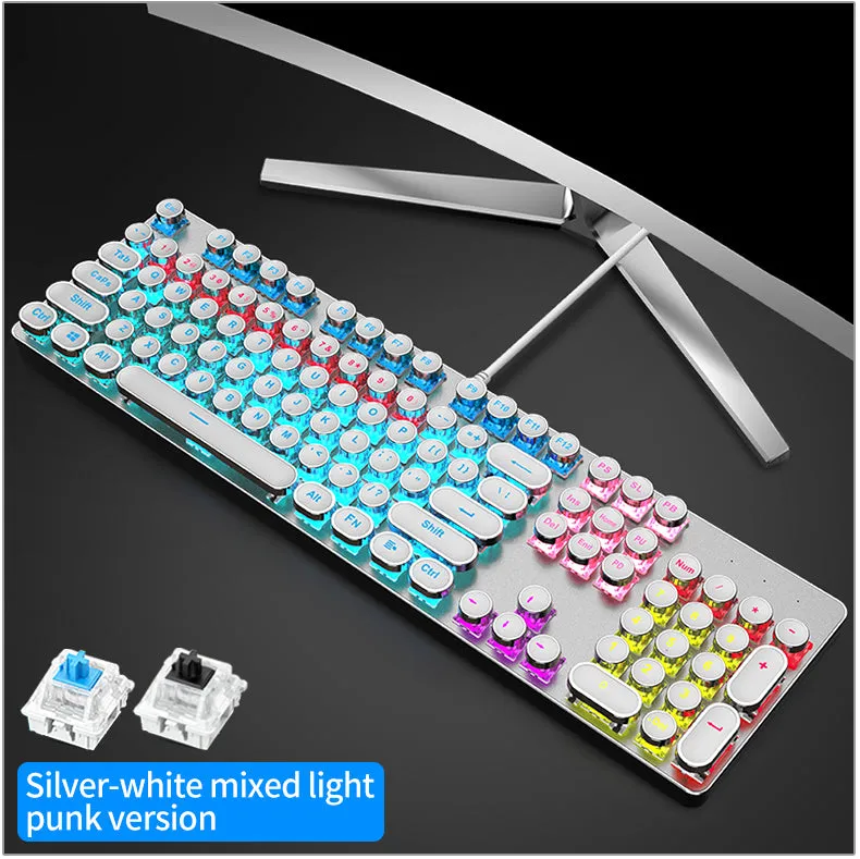 Z6 SteamPunk Multimedia Knob Metal Panel Wired USB Gaming Mechanical Keyboard